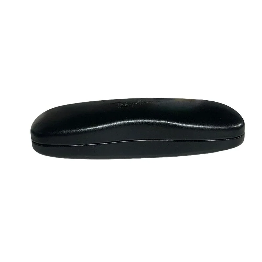 Genuine Ray Ban‎ Hard Clamshell Eyeglasses Case Black Faux Leather + Lens Cloth
